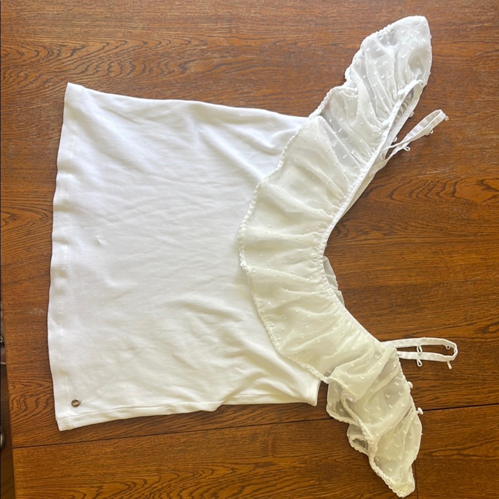 White Ruffled Tank Top - Picture 2 of 7